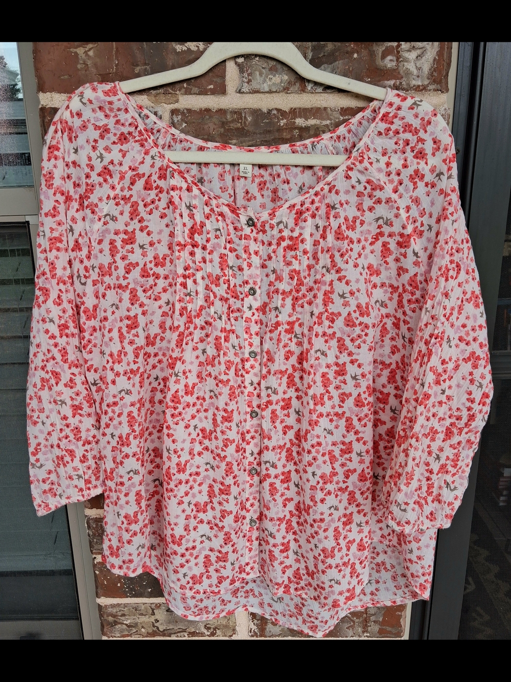 Sonoma Pink & White Floral Button-Front Blouse